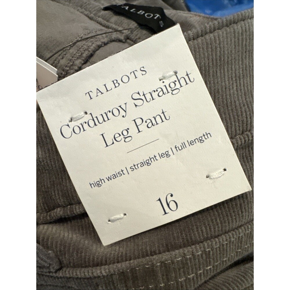 Talbots Straight Leg Five Pocket Corduroy Pants Size 16 Straight Gray NWT - Picture 5 of 10